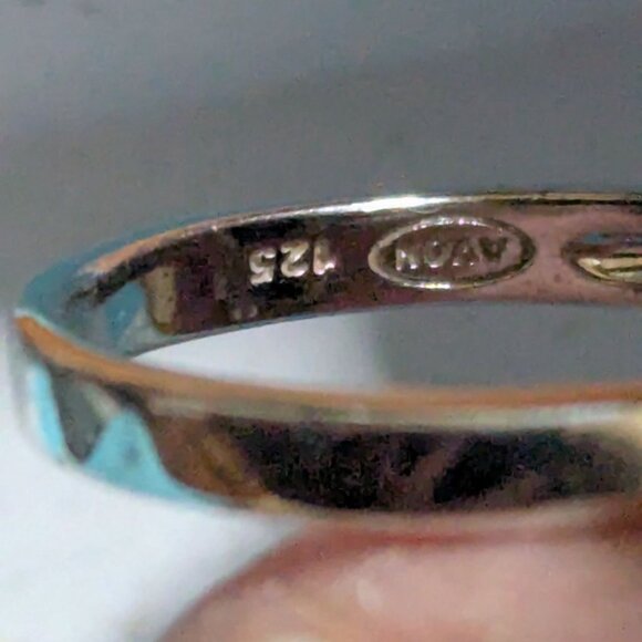 Avon RJ 125 Silver Plated Simulated Blue Sapphire & Cubic Zirconia Ring Size 9 - Picture 9 of 9